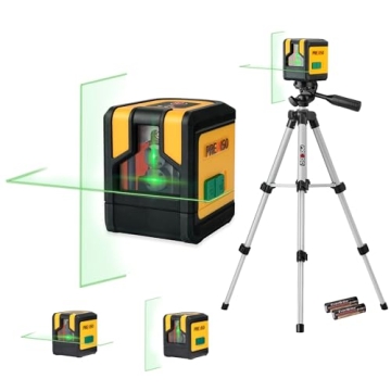 PREXISO Laser Level with Tripod, 100Ft Dual Modules Self Leveling Cross Line Laser Level, Green Line...
