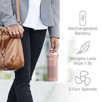 Pure Enrichment PureZone Mini Portable Air Purifier - Cordless True HEPA Filter Cleans Air & Eliminates 99.97% of Dust, Odors, & Allergens Close to You - Cars, School, & Office (Blush)