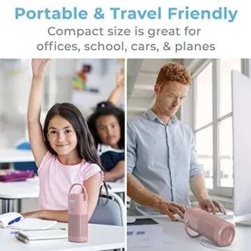 Pure Enrichment PureZone Mini Portable Air Purifier - Cordless True HEPA Filter Cleans Air & Eliminates 99.97% of Dust, Odors, & Allergens Close to You - Cars, School, & Office (Blush)