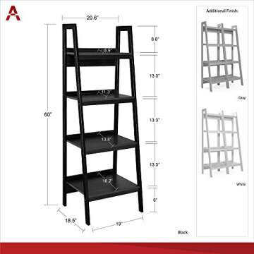 Ameriwood Home Lawrence Ladder Bookcase - Modern Design