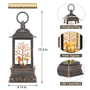 Glittering Fall Gnome Snow Globe Lantern with Timer