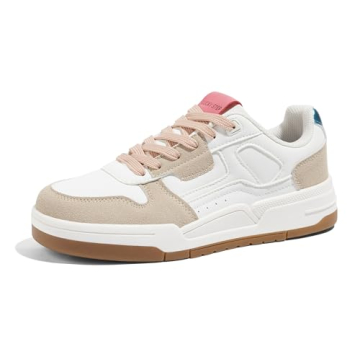 LUCKY STEP Women's Lace Up Fashion Casual Sneakers Low Top Walking Shoes Platform Comfort Non Slip T...