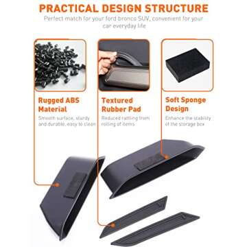 Savadicar Door Handle Storage Box, Interior Door Side ABS Pockets Organizer for 2021 2022 2023 Ford ...