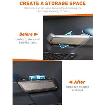 Savadicar Door Handle Storage Box, Interior Door Side ABS Pockets Organizer for 2021 2022 2023 Ford Bronco 4 Door, Expansion Accessories, Black, 4 PCs