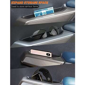 Savadicar Door Handle Storage Box, Interior Door Side ABS Pockets Organizer for 2021 2022 2023 Ford Bronco 4 Door, Expansion Accessories, Black, 4 PCs