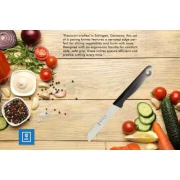 SMI 6 Pcs Paring Knife Set Serrated Solingen Germany Vegetable Knife Fruit Kitchen Knife Flexible Multi Color