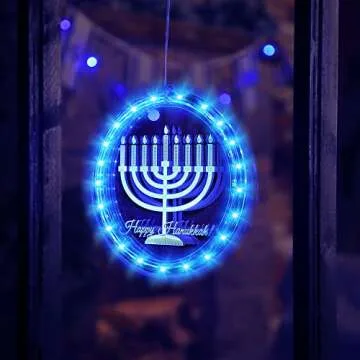 Hiboom Blue Chanukah Window Lights for Hanukkah Decor
