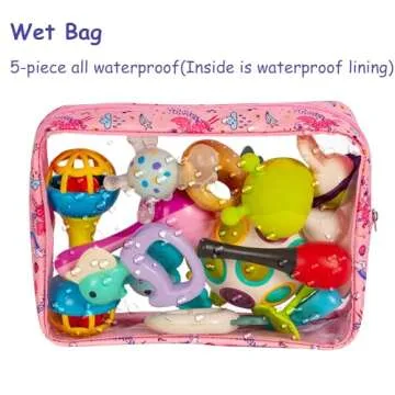 Remobia Hicol TSA Approved 5-Piece Diaper Bag Organizer Pouch Set Clear Waterproof TPU Kids Toiletry Storage Set Travel Packing Clutch Cube Bags for Baby Nursing (Fairy)