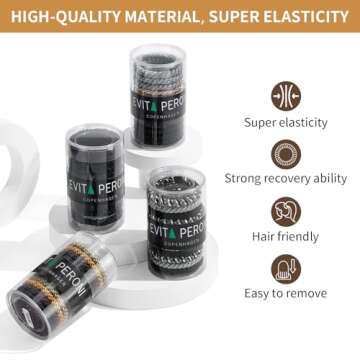 EVITA PERONI Hair Ties - 12 Pcs Ponytail Holders High Elastics No Damage No Crease Hair Tie for Thick and Curly Hair Hair Bands for Women's Hair Accessories (Black, Brown, Orange, Apricot)