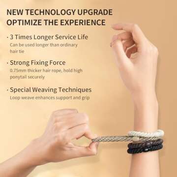 EVITA PERONI Hair Ties - 12 Pcs Ponytail Holders High Elastics No Damage No Crease Hair Tie for Thick and Curly Hair Hair Bands for Women's Hair Accessories (Black, Brown, Orange, Apricot)