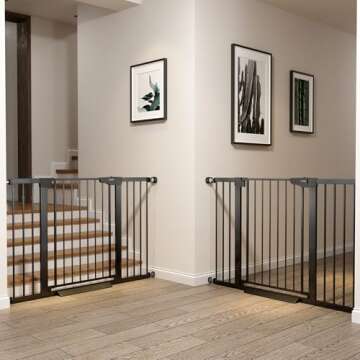Cumbor 2 Pack 29.7-51.5" Baby Gate Extra Wide, Easy Walk Thru Dog Gate for The House, Auto Close Saf...