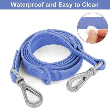 Wisedog Waterproof Standard Dog Leashes with 2 Hooks, 5 ft/ 6 ft Lengths, Adjustable for Traffic Con...