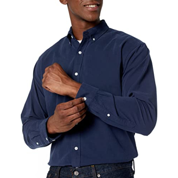 Men's Regular-Fit Long Sleeve Oxford Shirt in Navy
