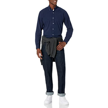 Men's Regular-Fit Long Sleeve Oxford Shirt in Navy