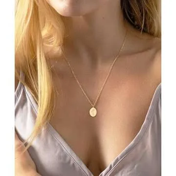 S.J JEWELRY 14K Gold Plated Guardian Flower Necklace Disc Coin Pendant Personalized Gift for Women 12 Months Constellation Birthday Lucky Flower Necklace-NK-8-Poppy