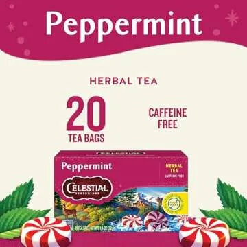 Celestial Seasonings Peppermint Herbal Tea, Caffeine Free, 20 Tea Bags Box (Pack of 6)
