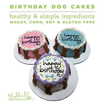 Bubba Rose Biscuit Company: White Dog Birthday Cake - Crunchy Biscuit Texture - Natural Gourmet Dog Treat - Dog Cake - 4.25” 1 Count - Made in The USA