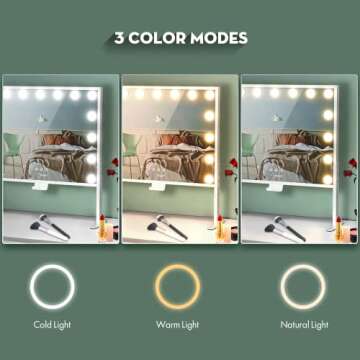 Hollywood Vanity Mirror with 3 Color Modes & Lights