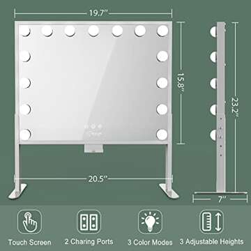 Hollywood Vanity Mirror with 3 Color Modes & Lights
