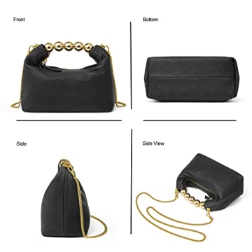 DORIS&JACKY Small Top Handle Clutch Bag Women Designer Goatskin Crossbody Purse With Pearl Handle And Detachable Metal Chain