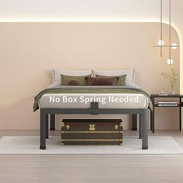 MAF 14 Inch Twin Metal Platform Bed Frame with Round Corner Legs, 3000 LBS Heavy Duty Steel Slats Su...