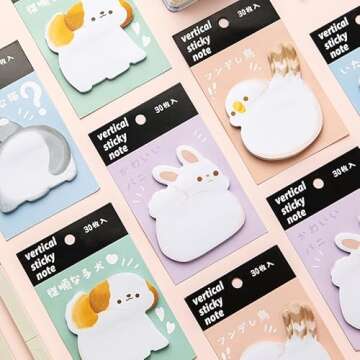 Super Cute Sticky Notes, Self-Stick Note Pads, Kawaii Colorful Sticky Notes, Easy to Post for Studyi...