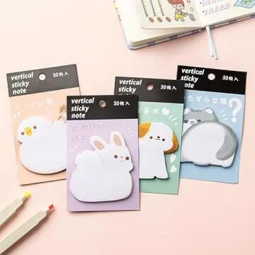 Super Cute Sticky Notes, Self-Stick Note Pads, Kawaii Colorful Sticky Notes, Easy to Post for Studying Home Office School, 4 Styles/360 Sheets (Animal Shapes)