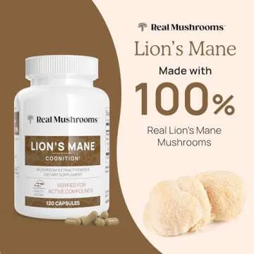 Lions Mane Mushroom Cognition Capsules (120 Capsules) Lions Mane Mushroom Powder Extract Capsules | Brain Supplement, Brain Vitamins, Focus Supplement