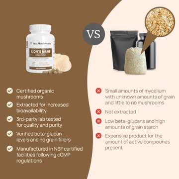 Lions Mane Mushroom Cognition Capsules (120 Capsules) Lions Mane Mushroom Powder Extract Capsules | Brain Supplement, Brain Vitamins, Focus Supplement