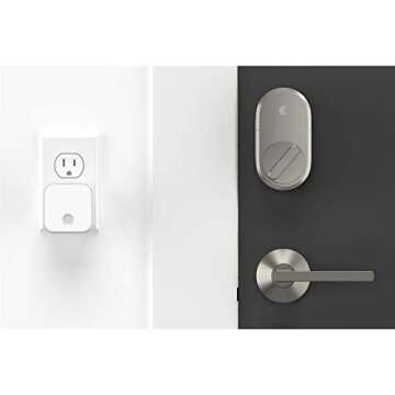 August Home Smart Lock + Connect Wi-Fi Bridge, Satin Nickel, Works with Alexa, Keyless Home Entry from Anywhere