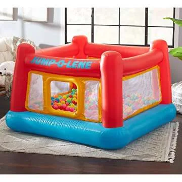 Intex Jump-O-Lene Indoor Outdoor Bounce Castle for Toddlers with Pump