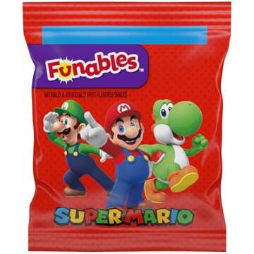 Funables Fruity Snacks, Super Mario, Assorted Fruit, Flavored Snacks, 0.8 oz 10 ct