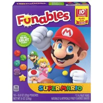 Funables Fruity Snacks, Super Mario, Assorted Fruit, Flavored Snacks, 0.8 oz 10 ct