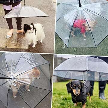 Lesypet Dog Umbrella with Leash for Small Pets, Umbrella for Dogs Fits 20” Back Length Pets