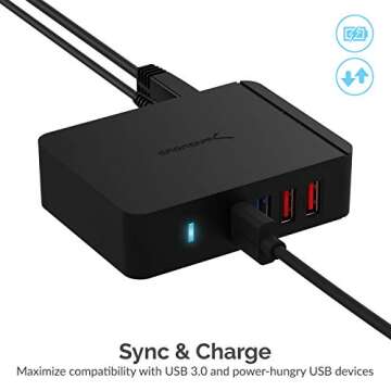 Sabrent 7 Port USB 3.0 Hub & Charging Ports with Adapter