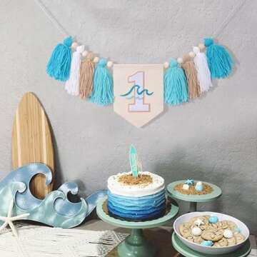 The Big One Surf 1st Birthday High Chair Banner - Wave Big One Highchair Banner, Surfing 1st Birthda...