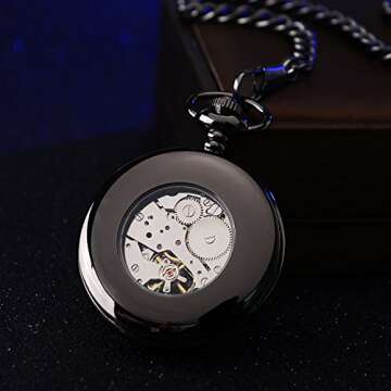 Personalized Mechanical Pocket Watch - Engraved Gift for Him