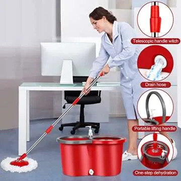 PULNDA Spin Mop Set with 3 Microfiber Refill Heads