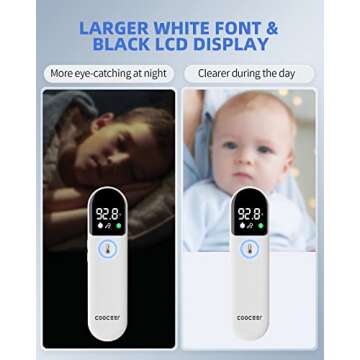 Ear Forehead Thermometer for Adults and Kids: COOCEER Touchless Temperature Measurement - Fast Easy and Accurate Digital Fever Thermometers for Family, Baby, Infants, Toddler, Children