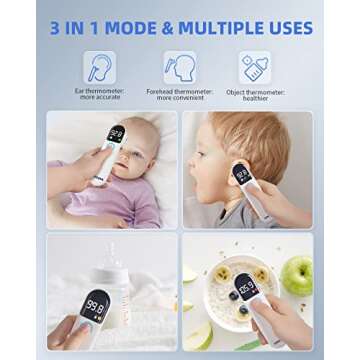Ear Forehead Thermometer for Adults and Kids: COOCEER Touchless Temperature Measurement - Fast Easy and Accurate Digital Fever Thermometers for Family, Baby, Infants, Toddler, Children