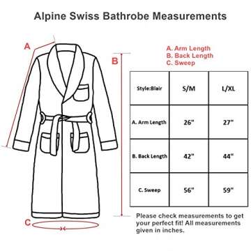 alpine swiss Blair Womens Cotton Terry Cloth Bathrobe Shawl Collar Velour Spa Robe,White,Small / Med...