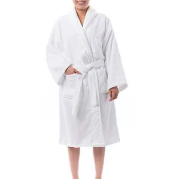 alpine swiss Blair Womens Cotton Terry Cloth Bathrobe Shawl Collar Velour Spa Robe,White,Small / Medium