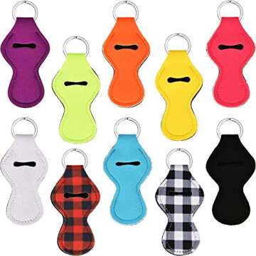 Zhanmai 10 Pieces Lip Balm Holder Keychain Lipstick Keychain Chapstick Key Chain Holders for Men and Women, 10 Colors