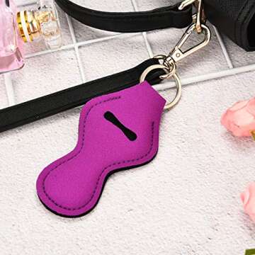 Zhanmai 10 Pieces Lip Balm Holder Keychain Lipstick Keychain Chapstick Key Chain Holders for Men and Women, 10 Colors