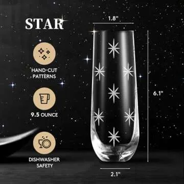 SHOSHIN Stemless Champagne Flutes - Elegant Hand-Cut Crystal Glasses