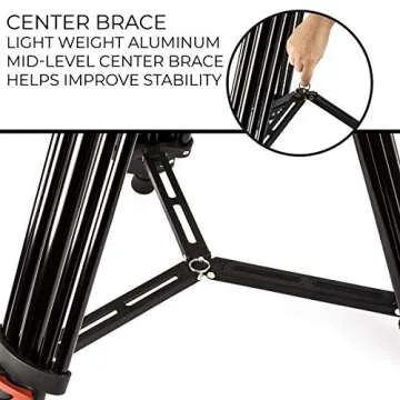 Ultimaxx 72 inch- Professional Heavy Duty Tripod Aluminum Twin Tube, 360 Panning Fluid Head, Non Slip High Strength Legs, Max Loading 17 LB, Camcorders and Cameras