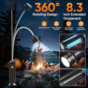 Grill Light BBQ Grilling Accessories: Unique Dad Gifts for Fathers Day from Wife Daughter - Cool Gifts for Men Husband Grandpa - Outdoor Bright Magnetic LED Light Smoker Accessories Tools - 2 Pack