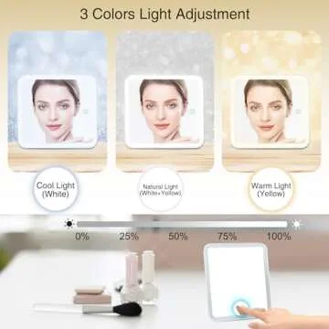 Relavel Travel Makeup Bag With LED Mirror, Cosmetic Train Case with Light up Mirror, Portable Makeup Artist Organizer Bag with Adjustable Dividers, Makeup Brush Holder Storage, Black