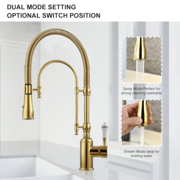 KunMai Gold Kitchen Faucet with Pull Down Sprayer