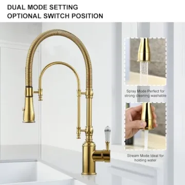 KunMai Gold Kitchen Faucet with Pull Down Sprayer